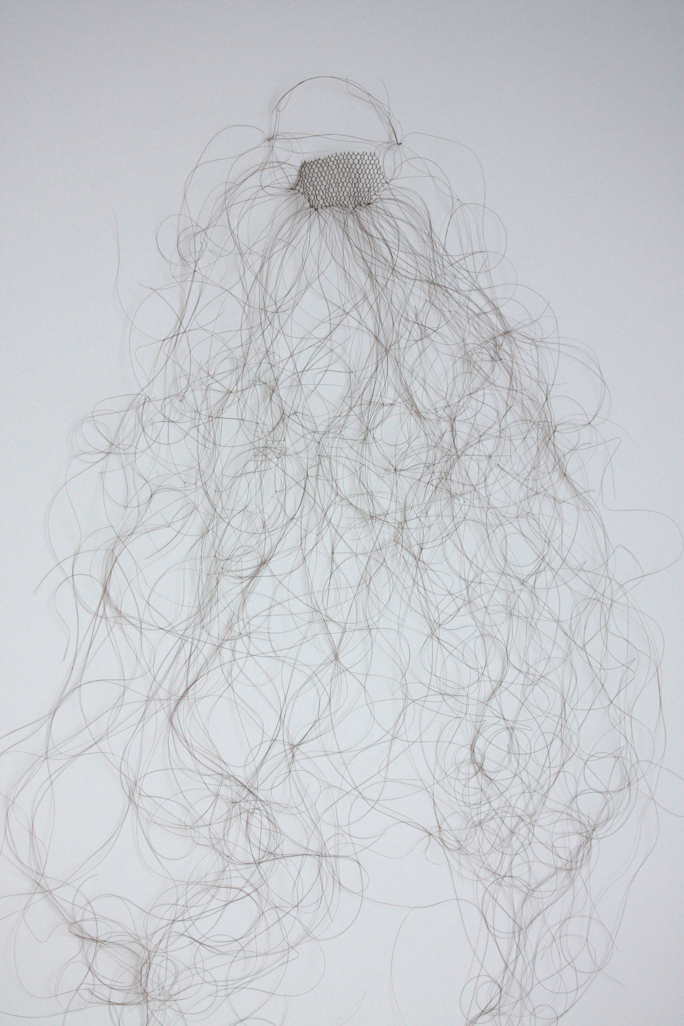 Sans Titre (Burqa), Dentelle de cheveux aux fuseaux - 60 x 40 cm - 2010 Photo : Luc Schrobiltgen -  ©Hélène de Gottal