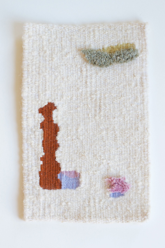 Camille Mezi - Les Pots Violets - Tapisserie. Acrylique, bambou, coton, laine, lin - 16 x 24 cm - 2020 - 220€