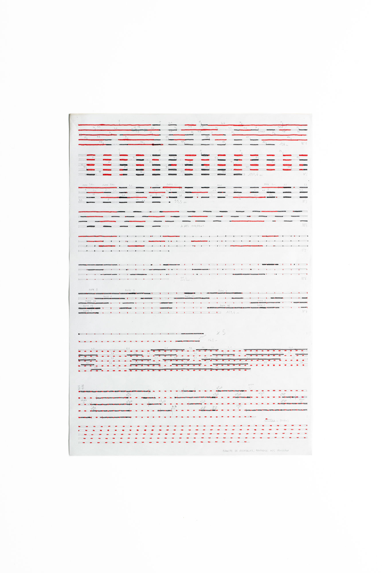 Protocoles pour rubans gradués, 2021 - Crayon et feutre sur papier - 42 x 29,6 cm - Photo : Johan Poezevara