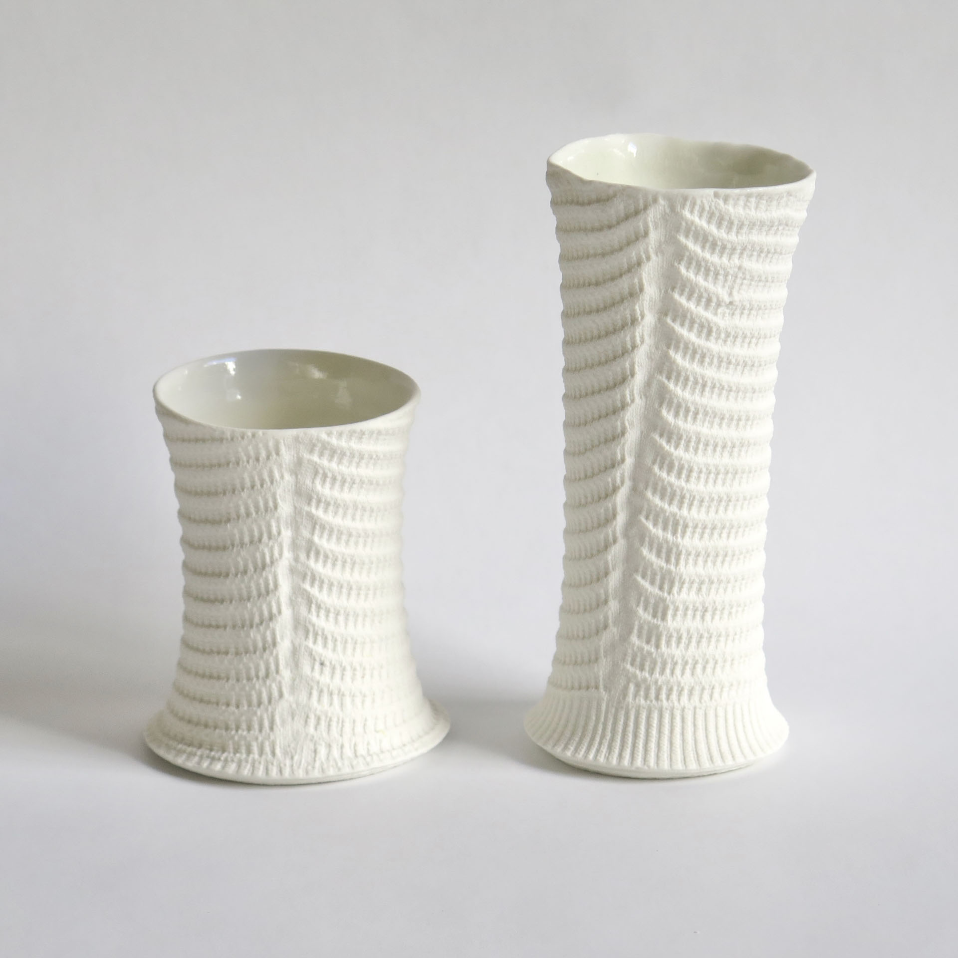 Mini-vases - Porcelaine, impression par coulage - Ø 8 x H. 10 cm et Ø 5 x H. 16 cm