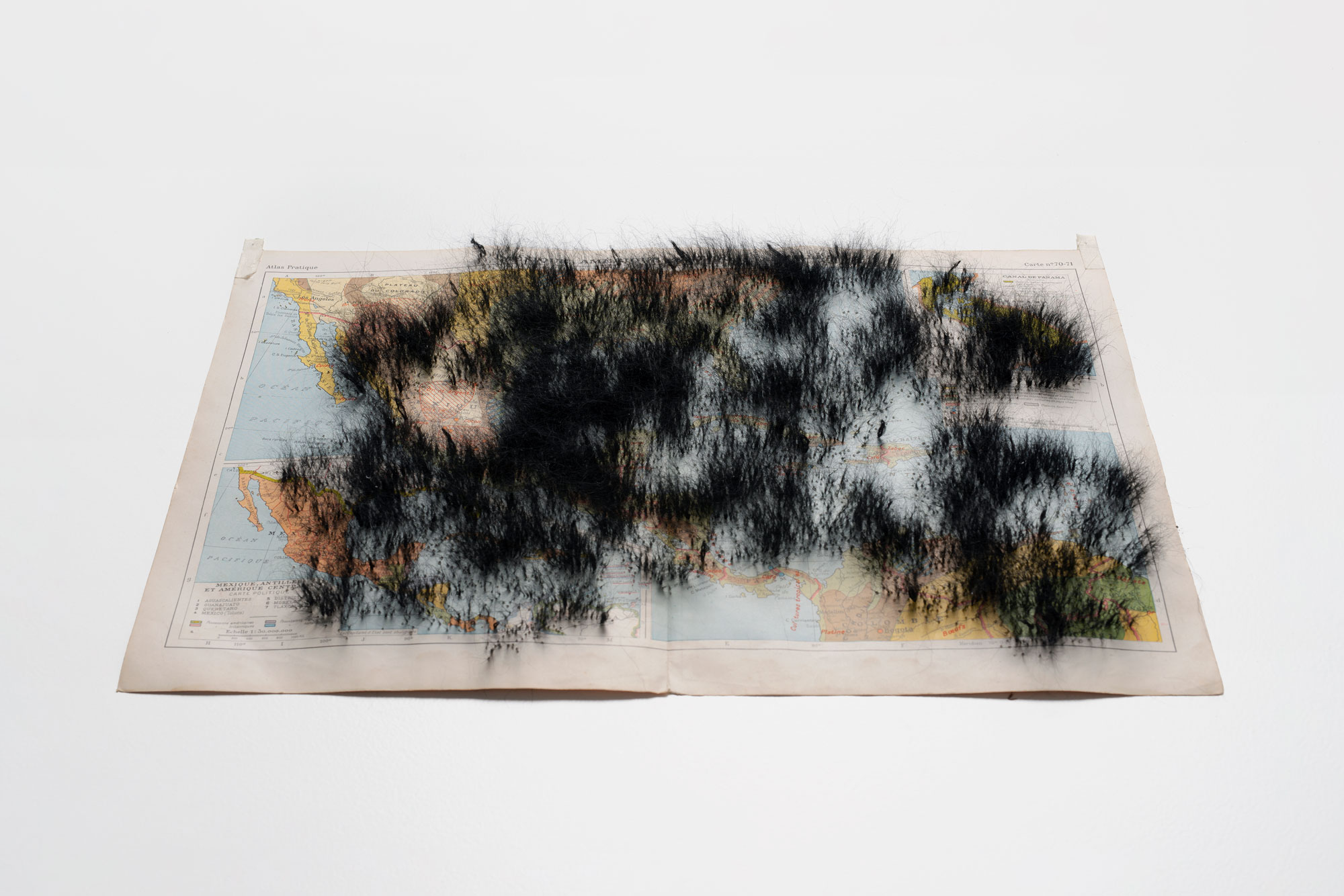 Tatiana Bohm - Underlying truth - Carte entoilée, aiguilletage. Papier, coton, mohair - 160 x 120 cm - 2020 - Photo : J. Poezevara
