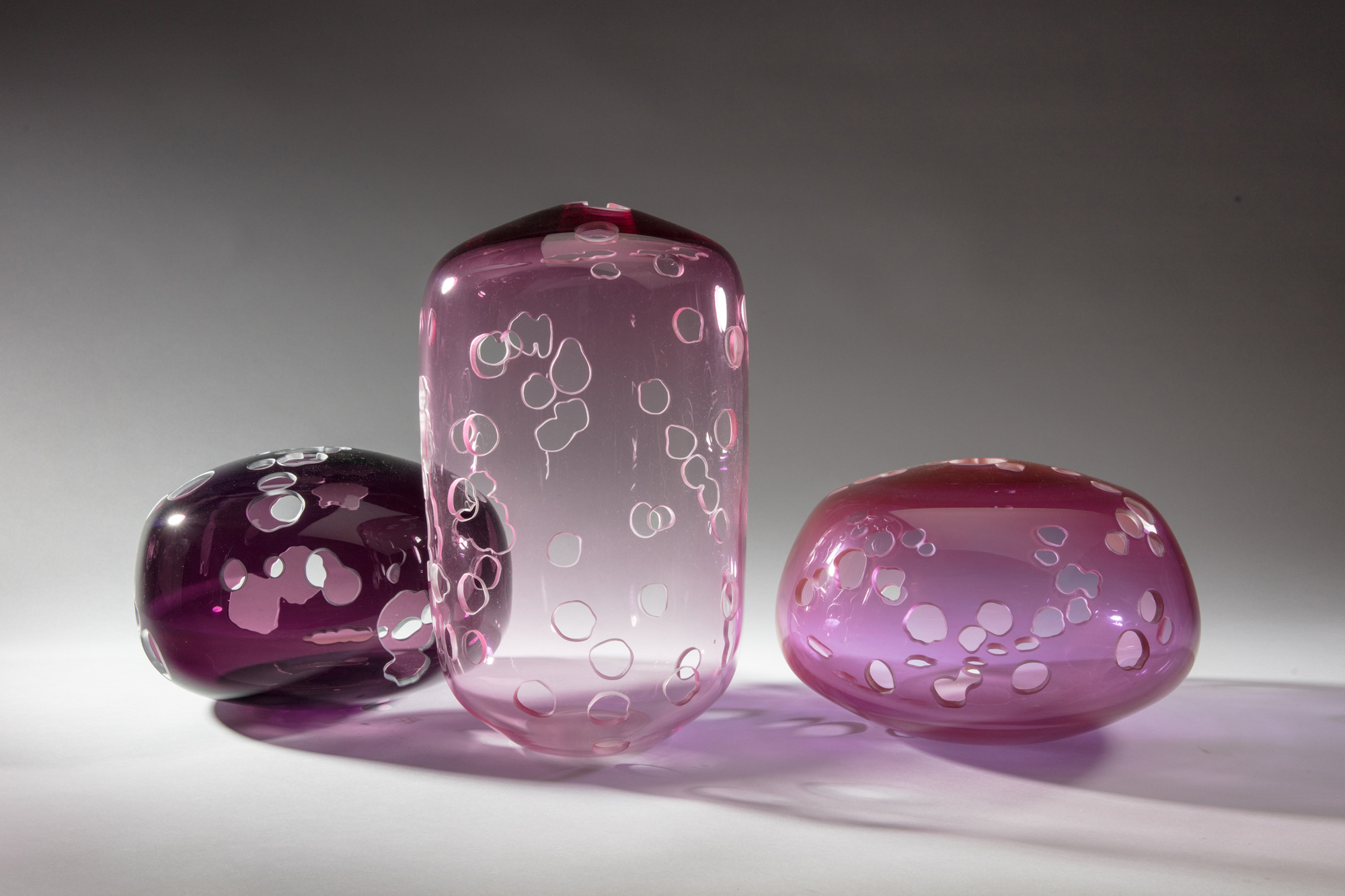 Gérald Vatrin - Vases bulle - Verre soufflé et gravé à la main - Dim. variables - 2001