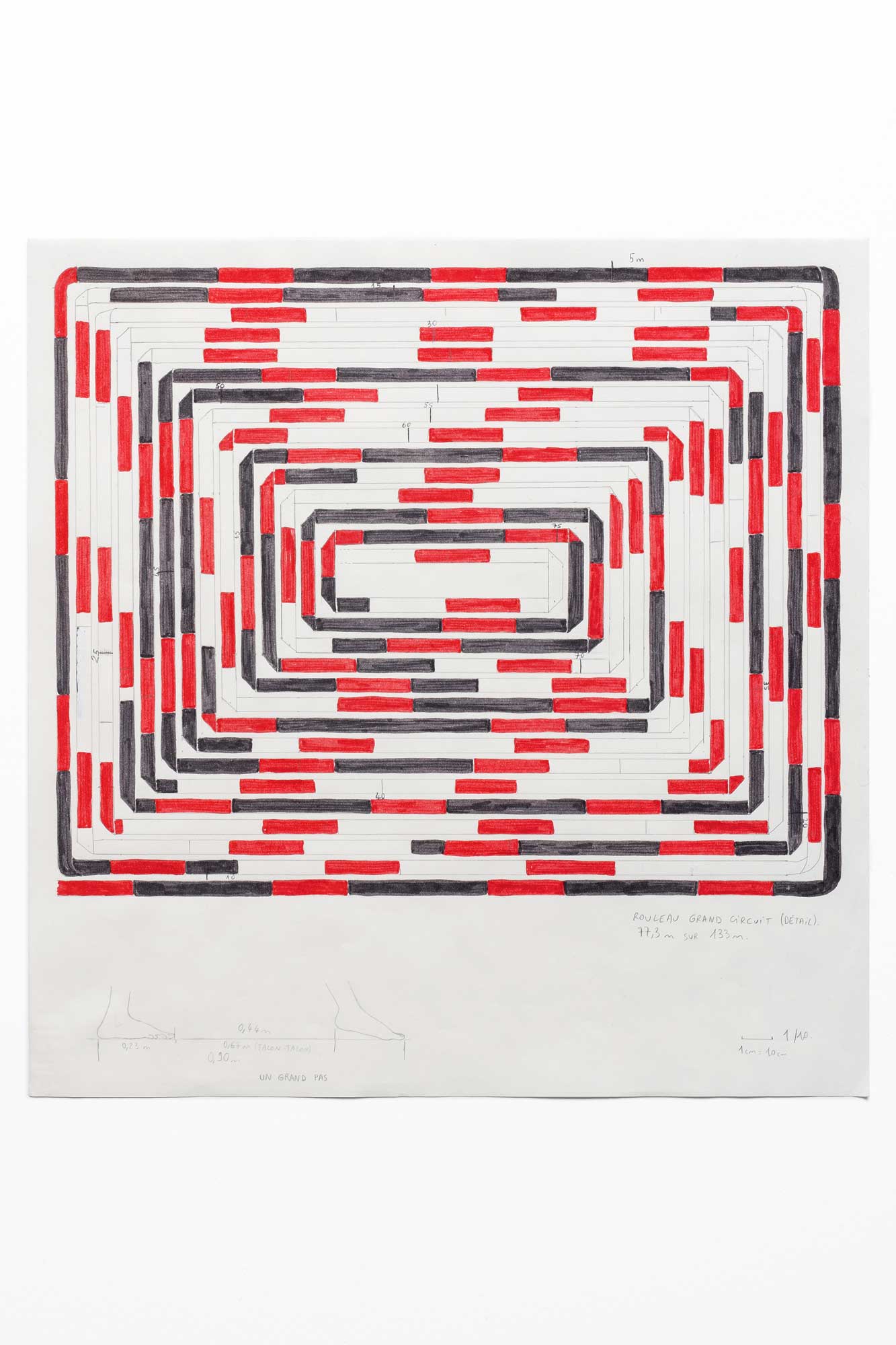 Ruban et pas, 2021 - Crayon et feutre sur papier - 29,1 x 29,7 cm - Photo : Johan Poezevara. 