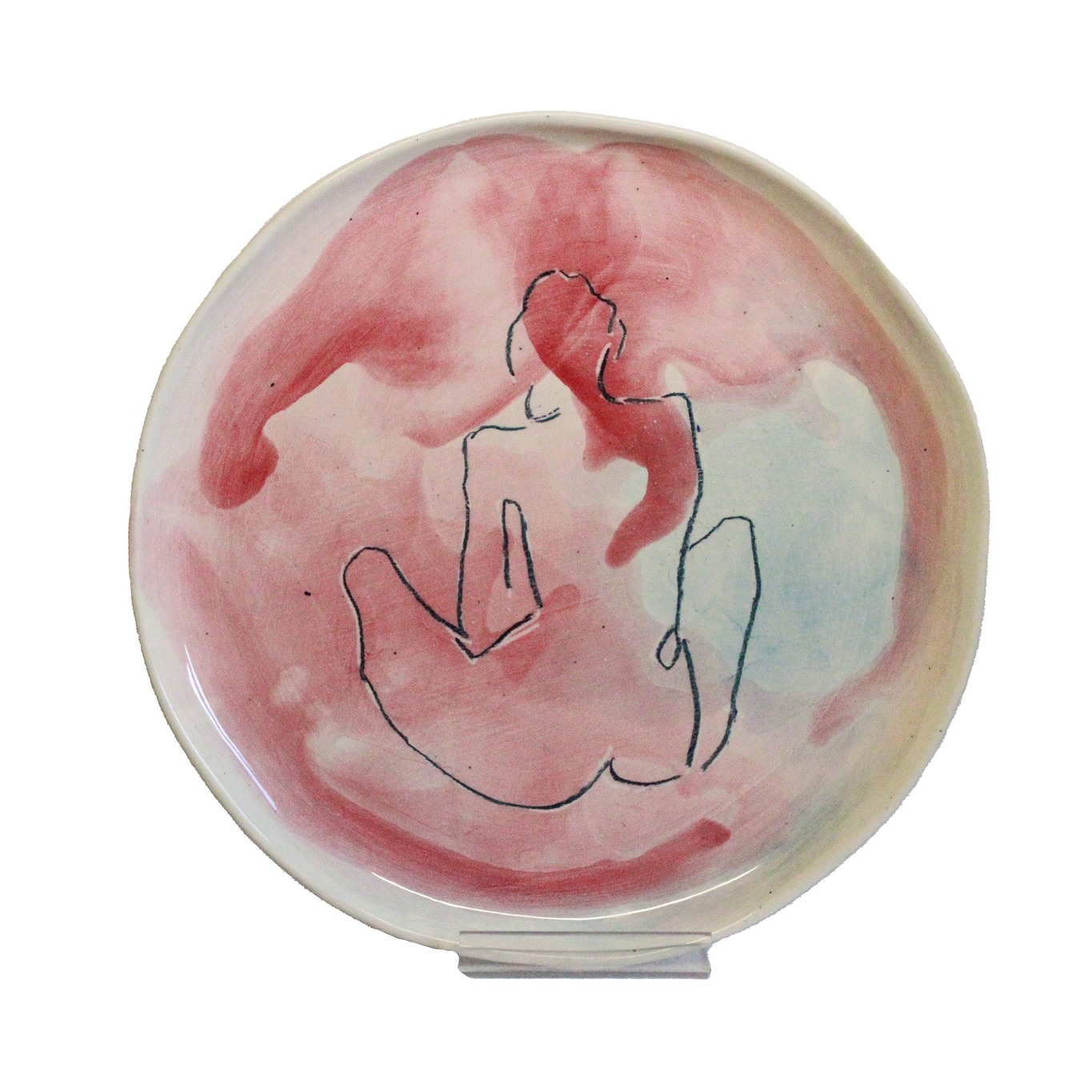 « Rêve d’une femme » - Grès, engobes, émail transparent 
 - Coulage, dessin au crayon - 35 cm - 2023
